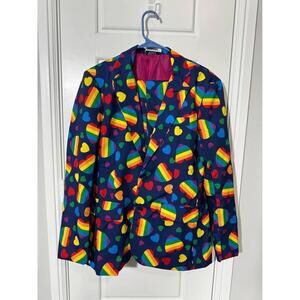 Colorful Heart Pattern Blazer